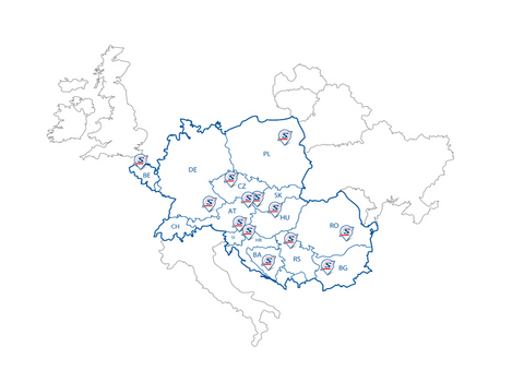 Europakarte, Schrack-Standorte