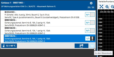 Stückliste aus Schrack Design mit einem Klick in den Warenkorb legen