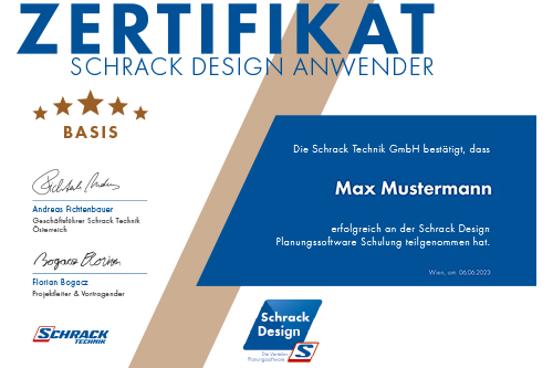 Schrack Design Zertifikat